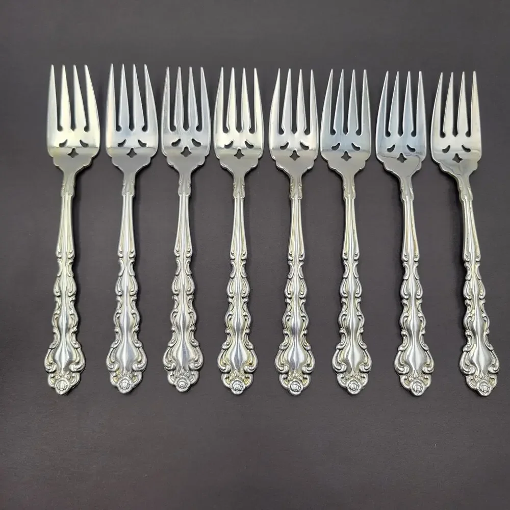 ONEIDA Community Beethoven Silverplate Baroque Salad Fork Vintage Set 8